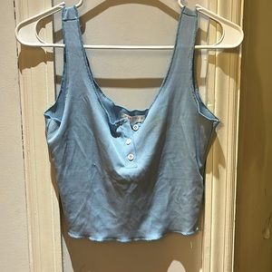 Romwe button up light blue ribbed crop top. Only worn once, size small